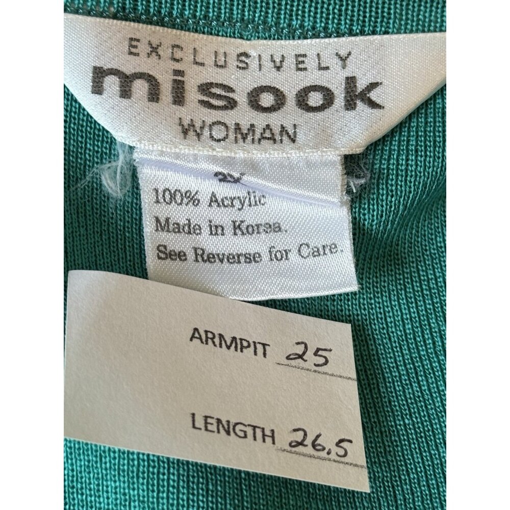 Exclusively Misook Women’s 2X Aqua Top 3/4 Sleeves Quiet Luxury Minimalist - Picture 2 of 9